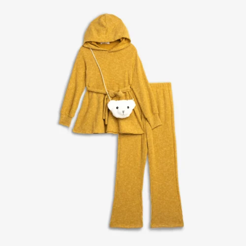 Σετ Πλεκτό Κορίτσι Funky “Teddy Mood” – Μουσταρδί