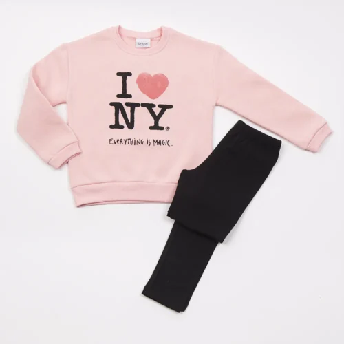 Σετ Φούτερ Κορίτσι Trax “I Love NY” – Ροζ/Μαύρο
