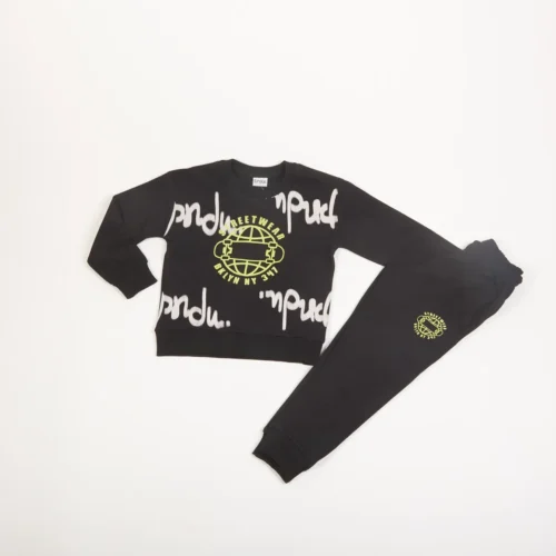 Σετ Φούτερ Αγόρι Trax “Streetwear” – Μαύρο/Λάιμ