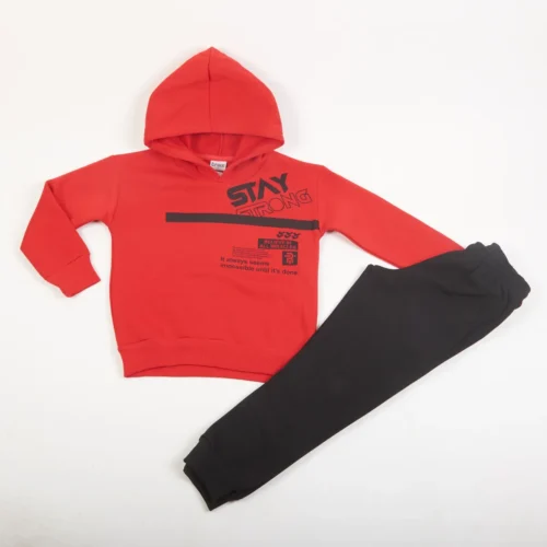 Σετ Φούτερ Αγόρι Trax “Stay Strong” – Κόκκινο/Μαύρο