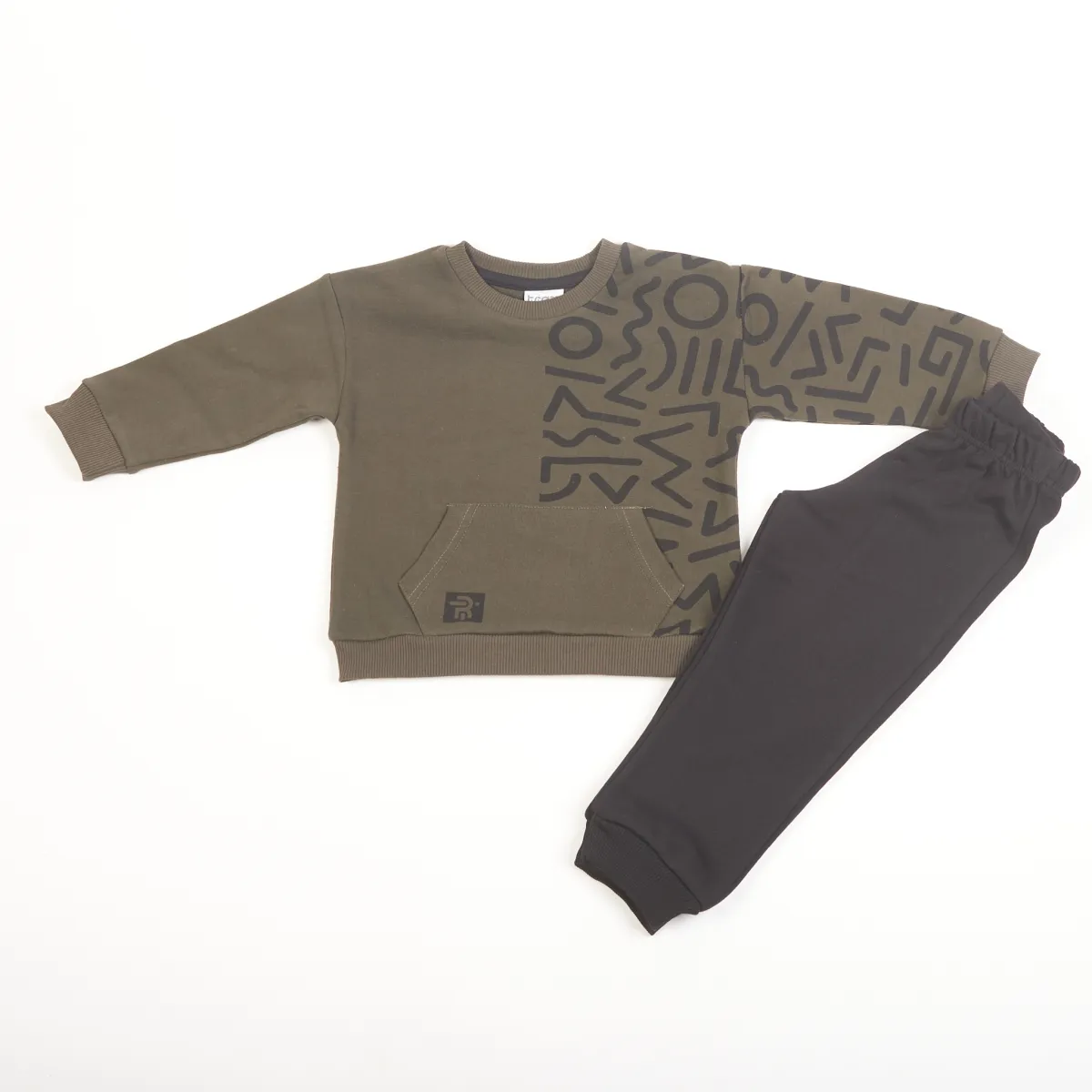 Σετ Φούτερ Αγόρι Trax “Geo Style” – Χακί/Μαύρο