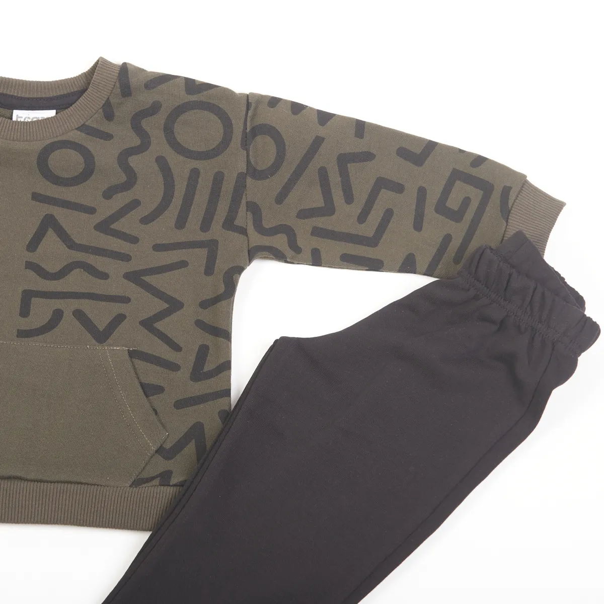 Σετ Φούτερ Αγόρι Trax “Geo Style” – Χακί/Μαύρο - Image 3