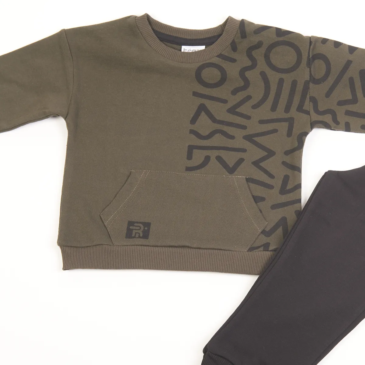 Σετ Φούτερ Αγόρι Trax “Geo Style” – Χακί/Μαύρο - Image 2