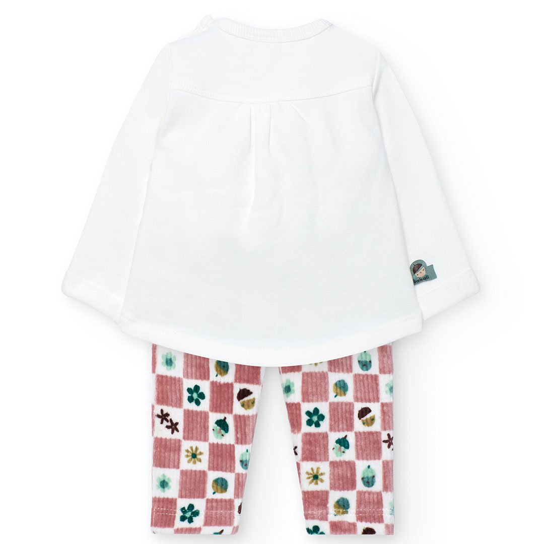 Βρεφικό σετ Boboli μπλούζα με κέντημα και παντελόνι κοτλέ - Image 2