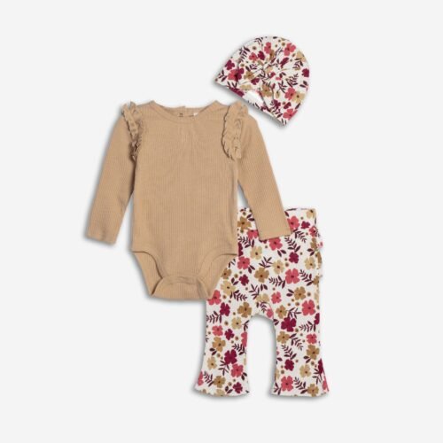 Σετ Βρεφανάπτυξης Κορίτσι Funky 3 Τεμαχίων – Μπεζ/Λουλουδάτο