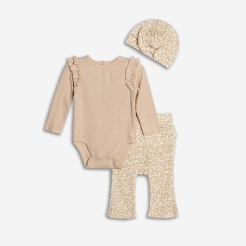Σετ Βρεφικό Κορίτσι Funky 3 Τεμαχίων – Μπεζ/Λεοπάρ