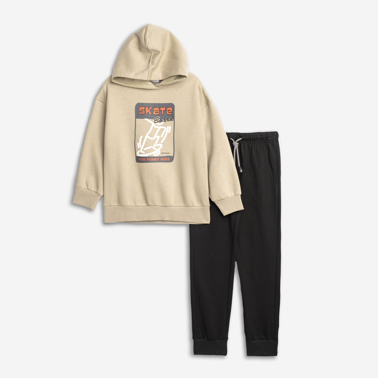 Σετ Φούτερ Αγόρι Funky “Let’s Roll Skate” – Μπεζ/Μαύρο