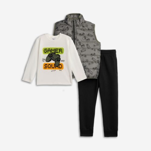 Σετ Αγόρι Funky “Gamer Squad” με Μπουφάν – Γκρι/Μαύρο