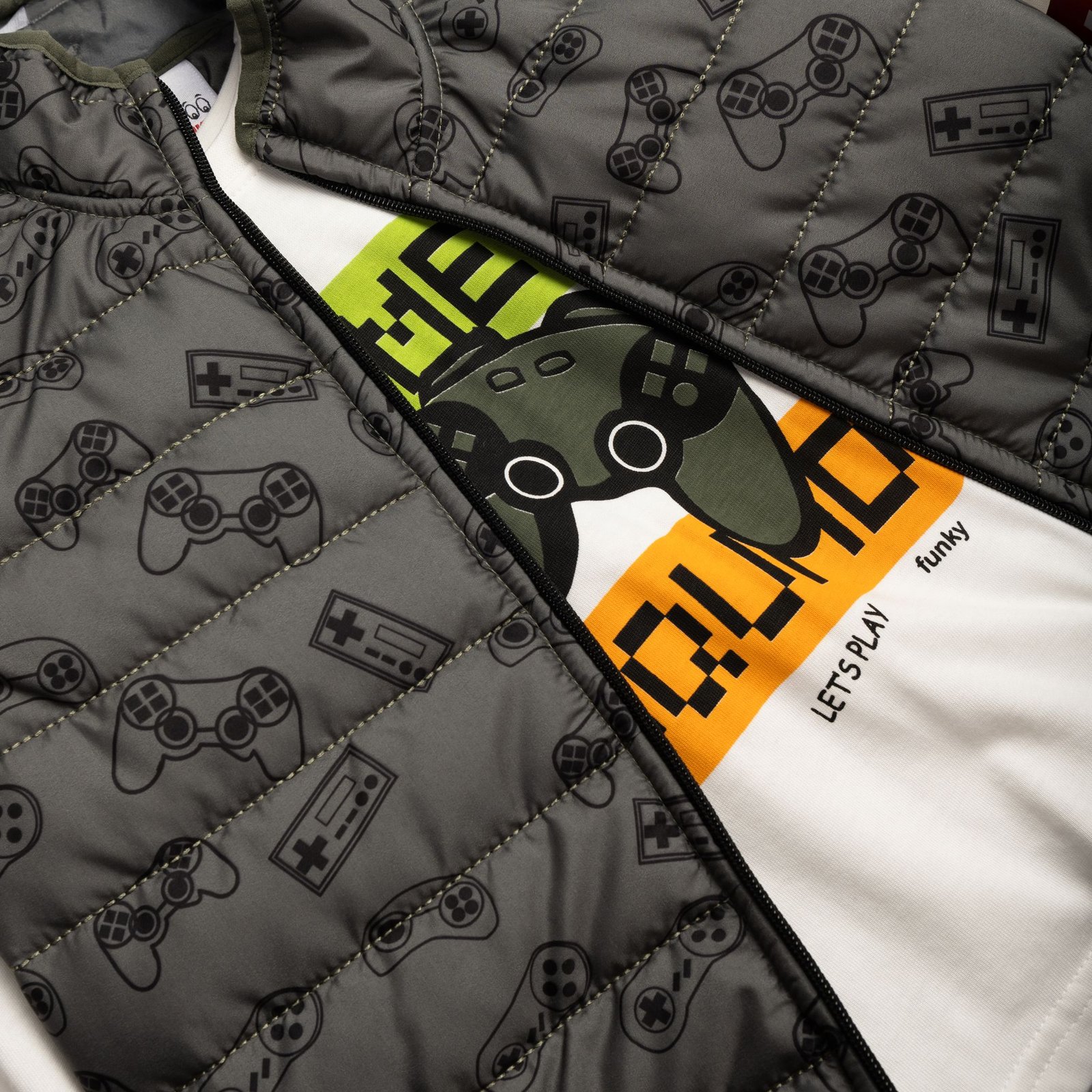 Σετ Αγόρι Funky “Gamer Squad” με Μπουφάν – Γκρι/Μαύρο - Image 2