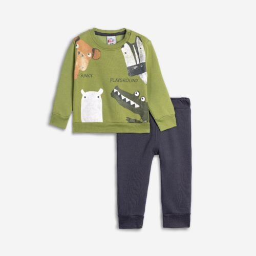 Σετ Αγόρι Funky Ζωάκια Τσαΐ/Ανθρακί