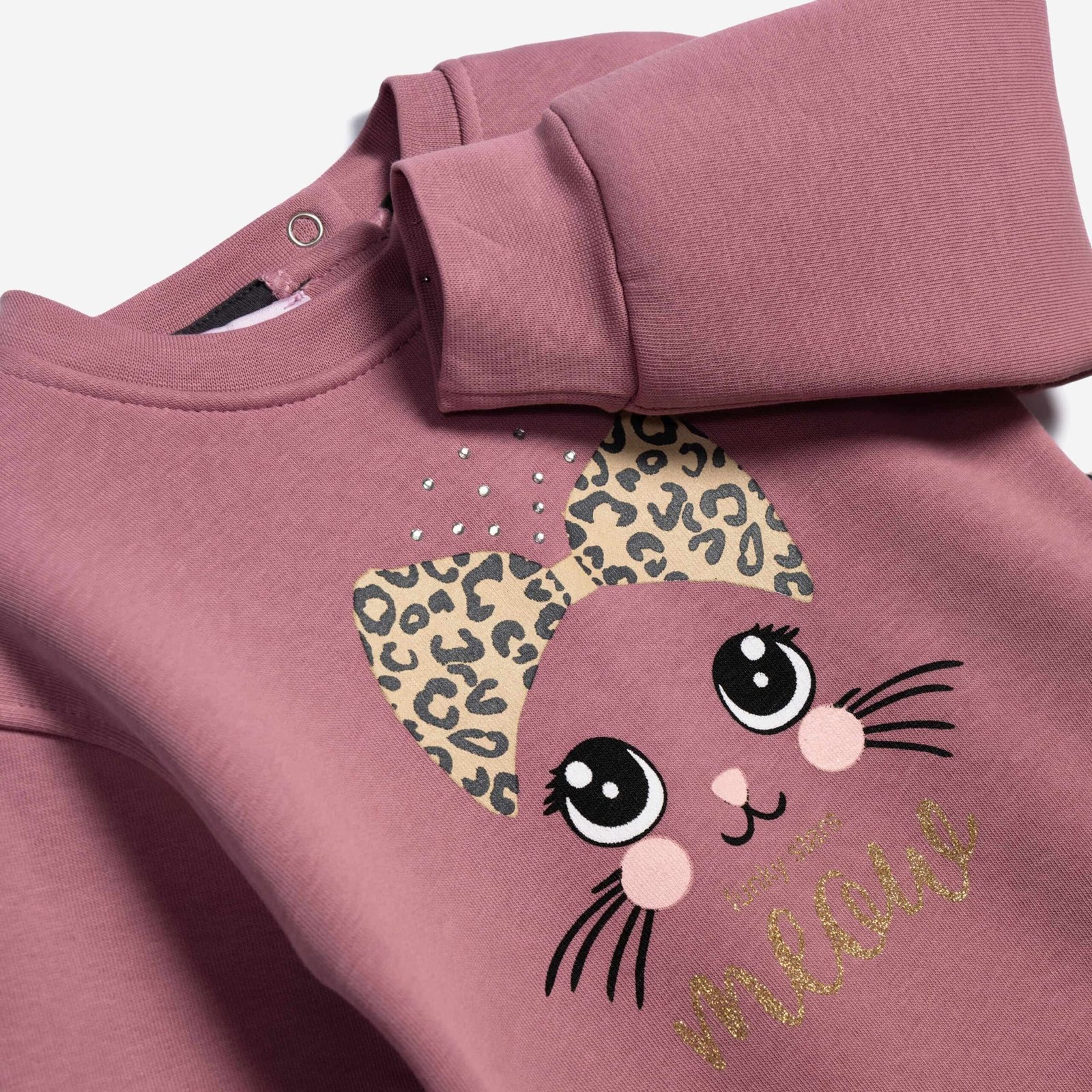 Σετ Φούτερ Κορίτσι Funky “Meow Style” – Ροζ/Leopard - Image 3