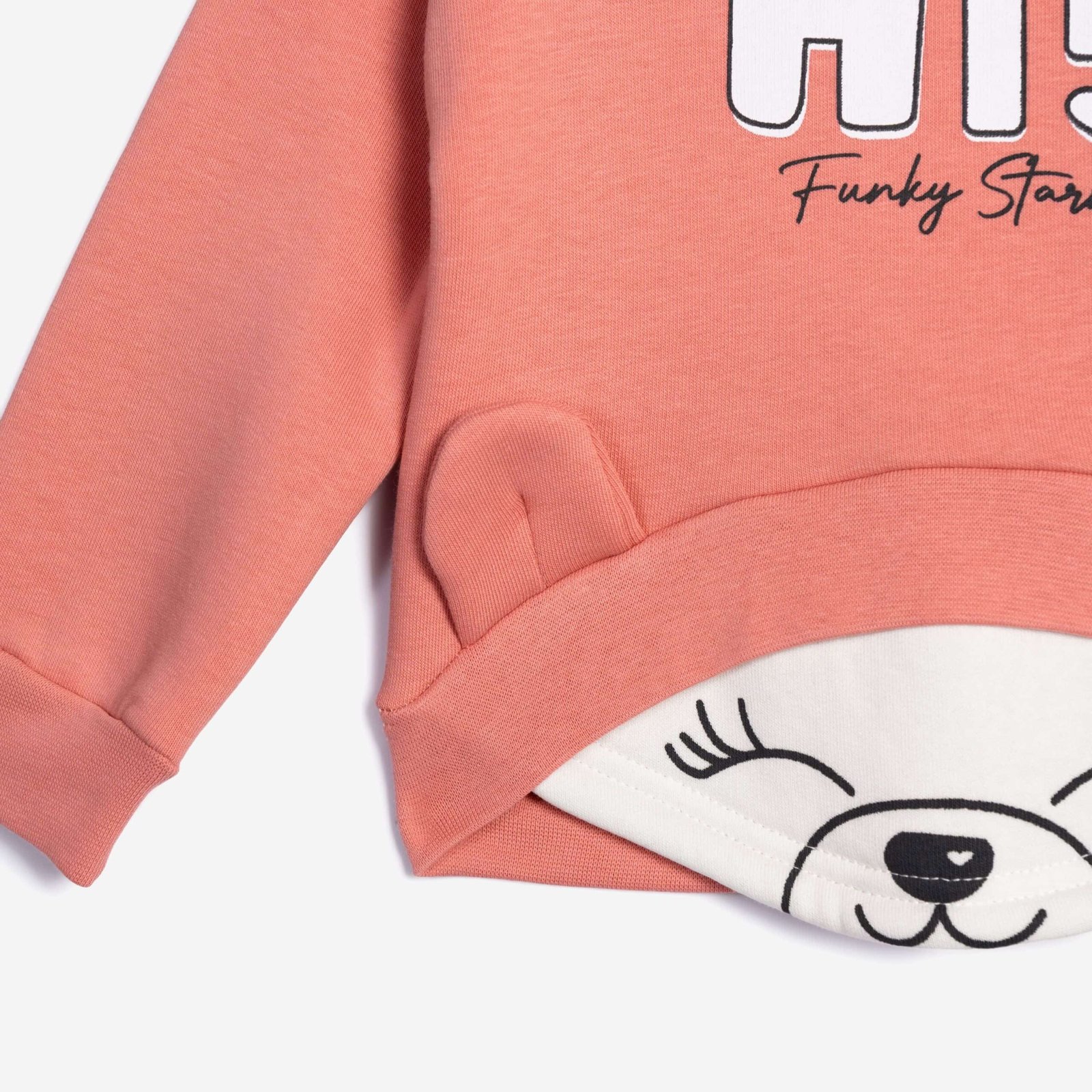 Σετ Φούτερ Κορίτσι Funky “Hi Bear” – Σομόν/Μπλε - Image 3