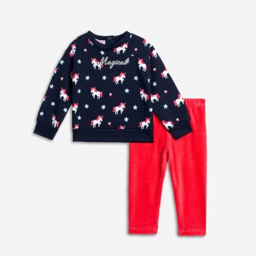 Σετ Φούτερ Κορίτσι Funky “Magical Unicorn” – Μπλε/Κόκκινο