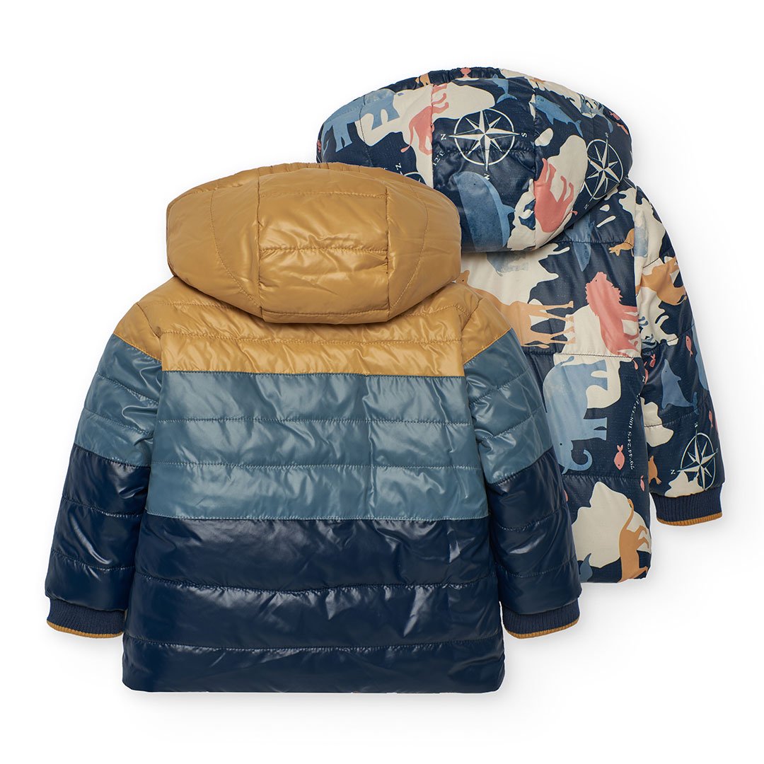 Παιδικό Μπουφάν Boboli Διπλής Όψης – Μπλε/Καφέ - Image 2