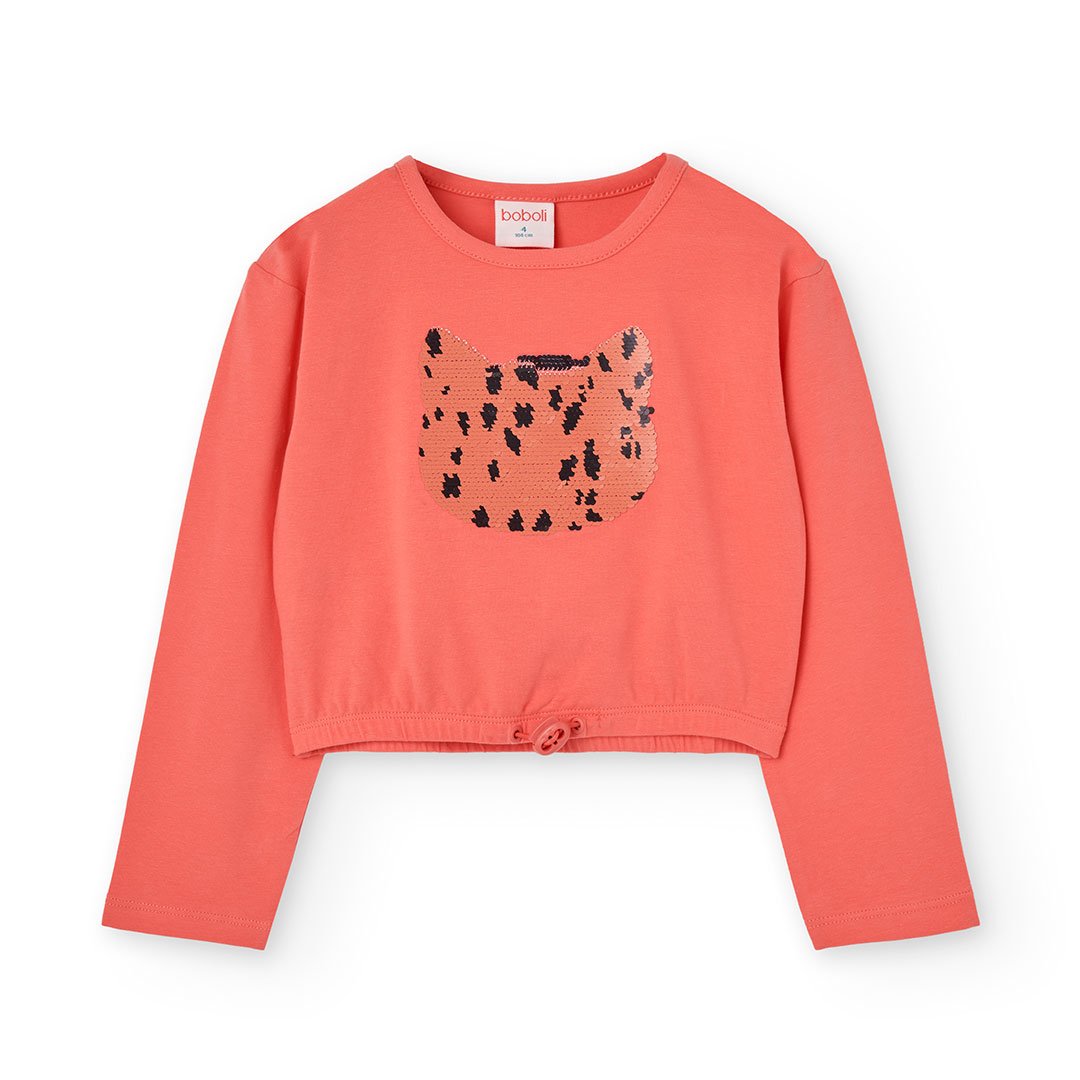 Παιδική Μπλούζα Boboli με Παγιέτες – Κοραλί – Βαμβάκι & Ελαστάνη