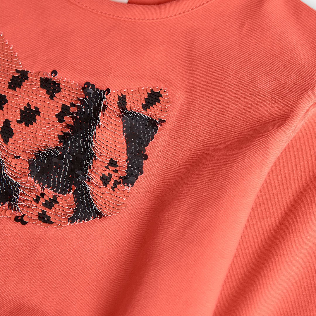 Παιδική Μπλούζα Boboli με Παγιέτες – Κοραλί – Βαμβάκι & Ελαστάνη - Image 4