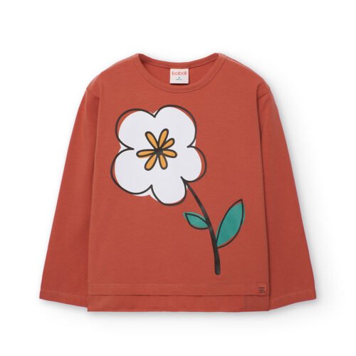 Boboli μπλούζα για κορίτσια με λουλούδι – κεραμιδί