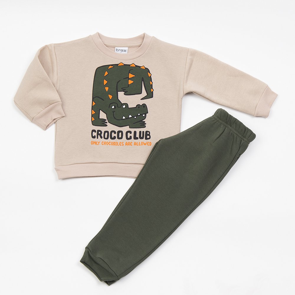 Σετ Φούτερ Αγόρι Trax “Croco Club” – Μπεζ/Χακί