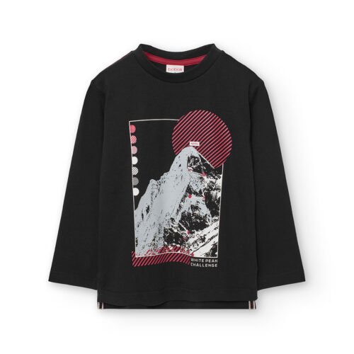 Μπλούζα Boboli Μαύρη “White Peak Challenge” – 100% Βαμβάκι