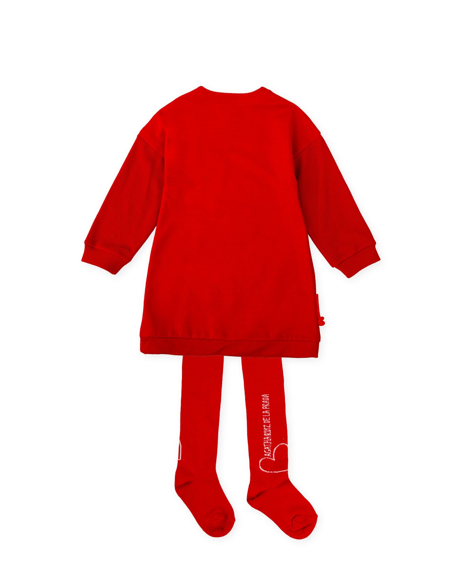 Παιδικό σετ κόκκινο φόρεμα καρδιά και καλσόν Agatha Ruiz De La Prada - Image 2