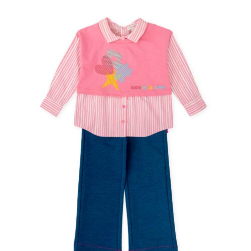 Παιδικό σετ μπλούζα ριγέ και μπλε παντελόνι Agatha Ruiz De La Prada
