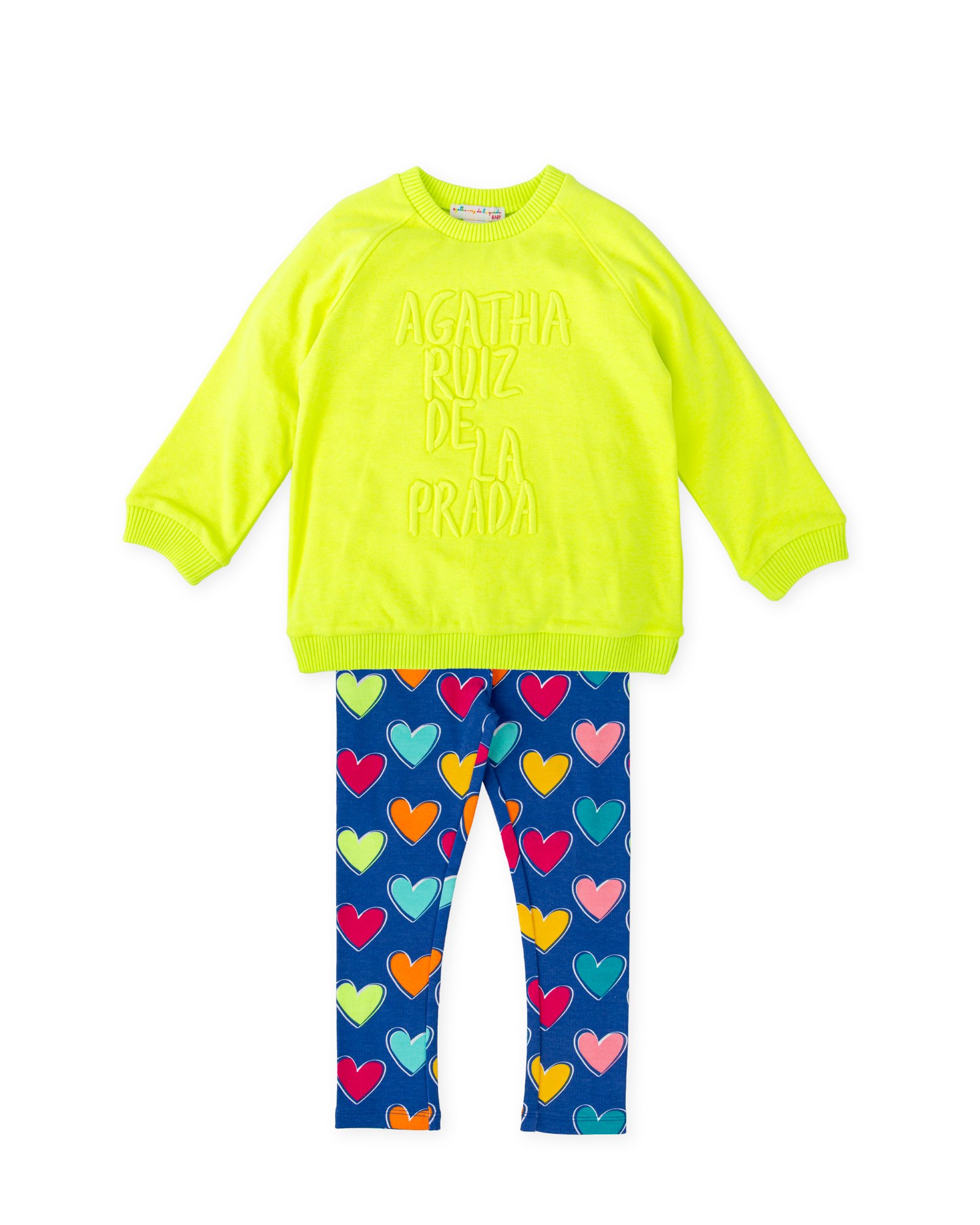 Παιδικό Σετ Μπλούζα Neon και Κολάν με Καρδιές – Agatha Ruiz De La Prada