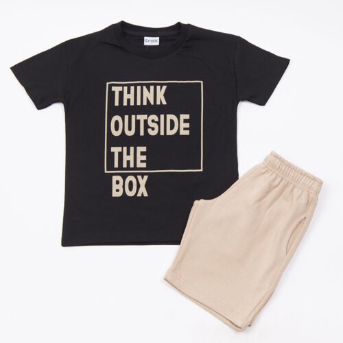 Σετ Μπλούζα & Σορτς TRAX “Think Outside” – Μαύρο/Μπεζ