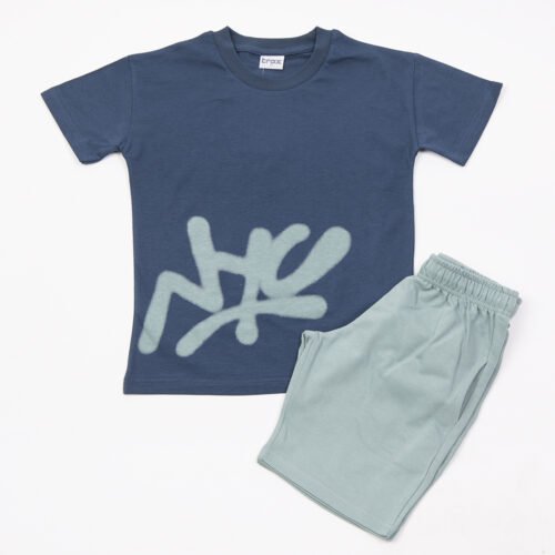 Σετ Μπλούζα & Σορτς TRAX “Urban Splash” – Μπλε/Μέντα