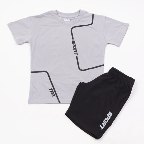 Σετ Μπλούζα & Σορτς TRAX “Sport Line” – Γκρι/Μαύρο