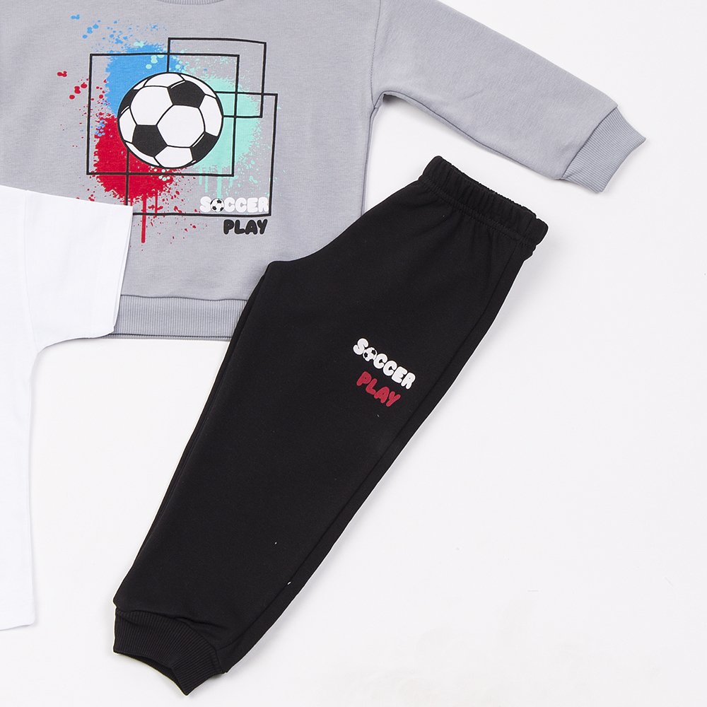 Τριπλέτα Εποχής Αγόρι “Soccer Play” – Λευκό/Γκρι/Μαύρο - Image 2