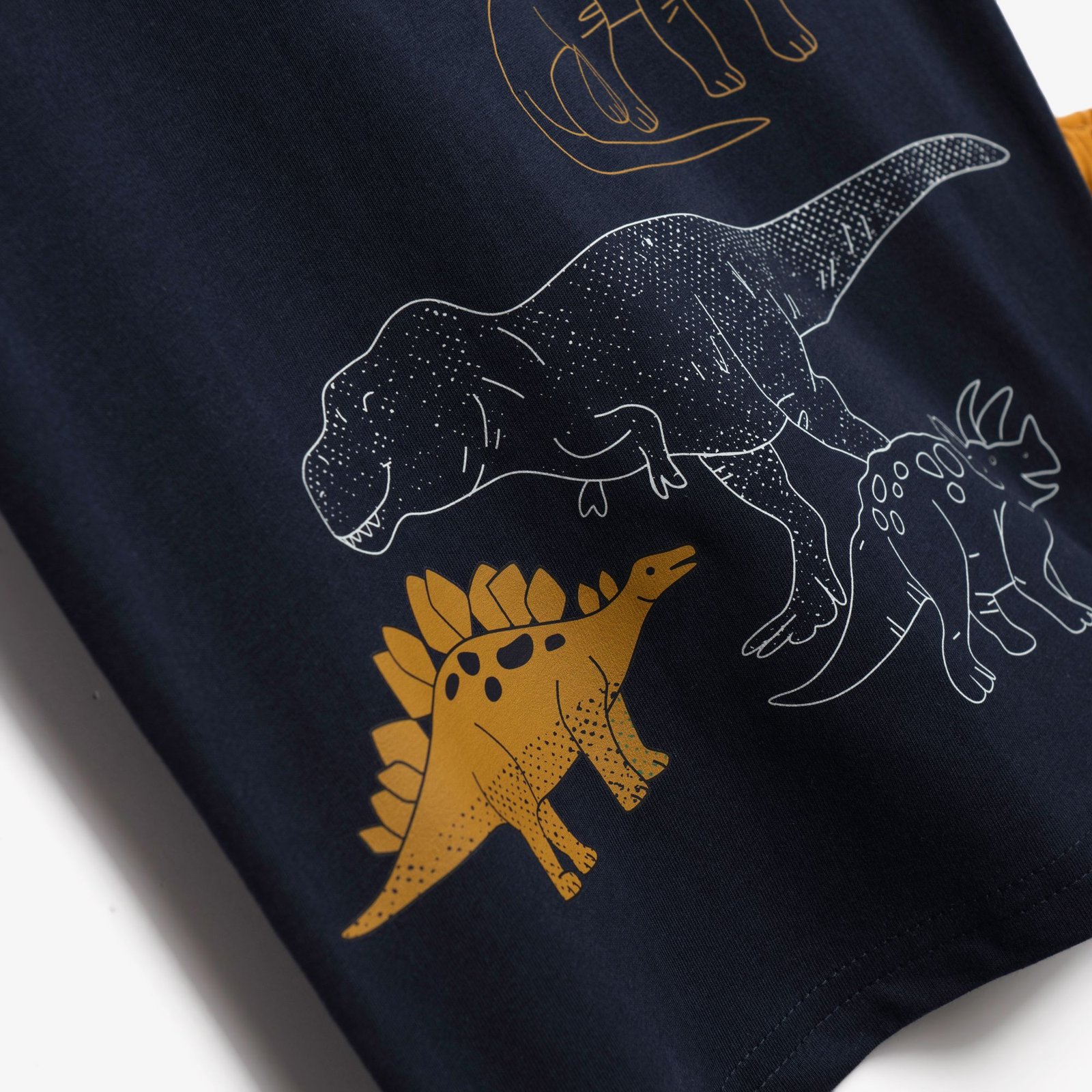 Σετ Μπλούζα & Βερμούδα Αγόρι Funky “Dino” – Μπλε/Μουσταρδί - Image 3