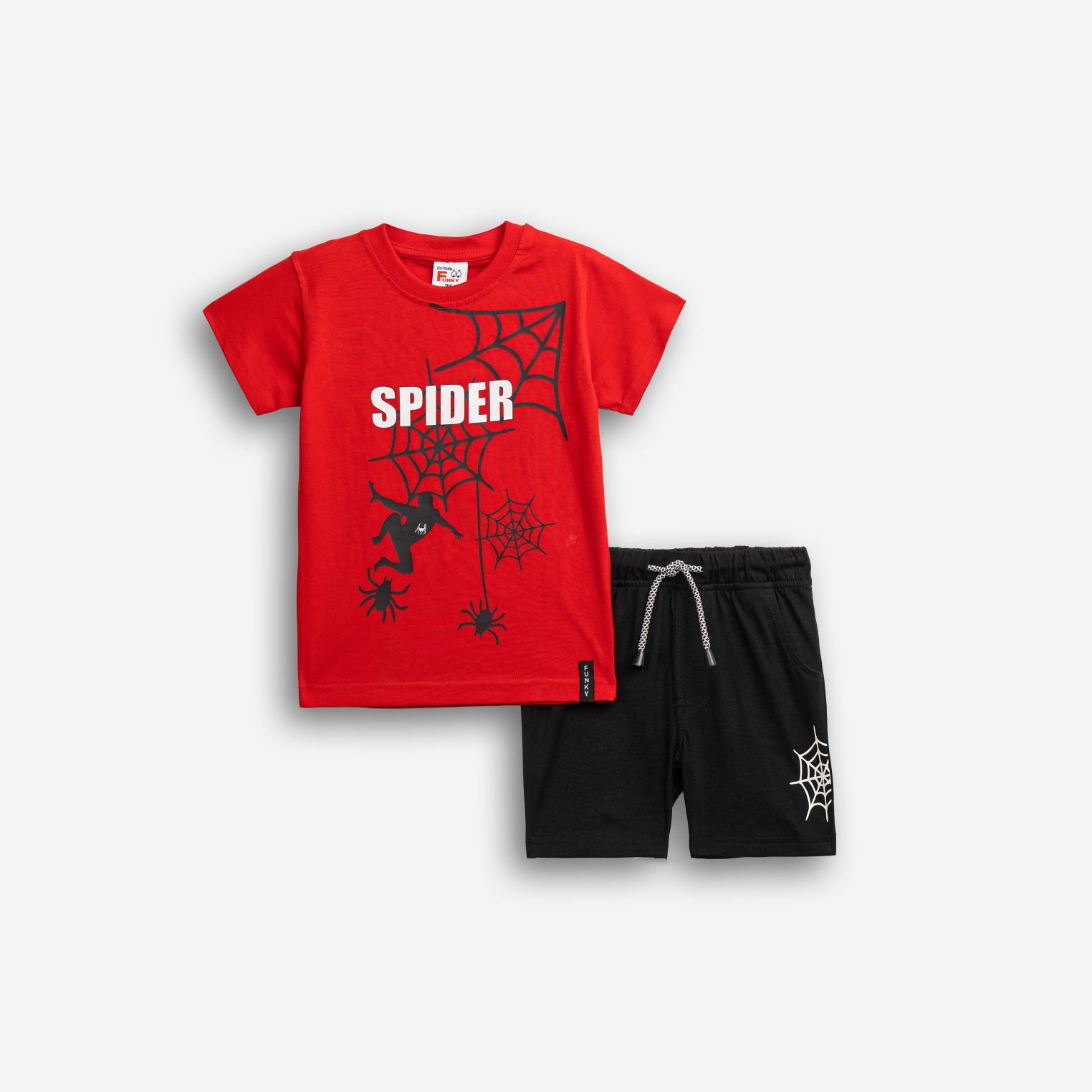 Σετ Μπλούζα & Βερμούδα Αγόρι Funky “Spider” – Κόκκινο/Μαύρο