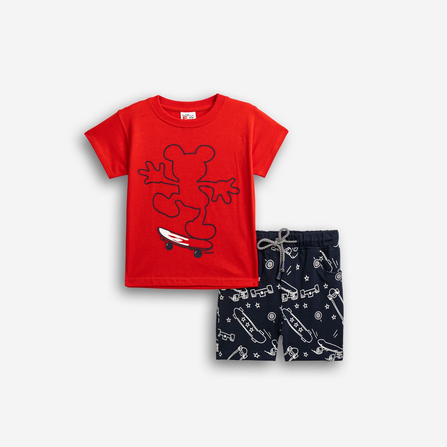Σετ Μπλούζα & Βερμούδα Αγόρι Funky “Skater” – Κόκκινο/Μπλε