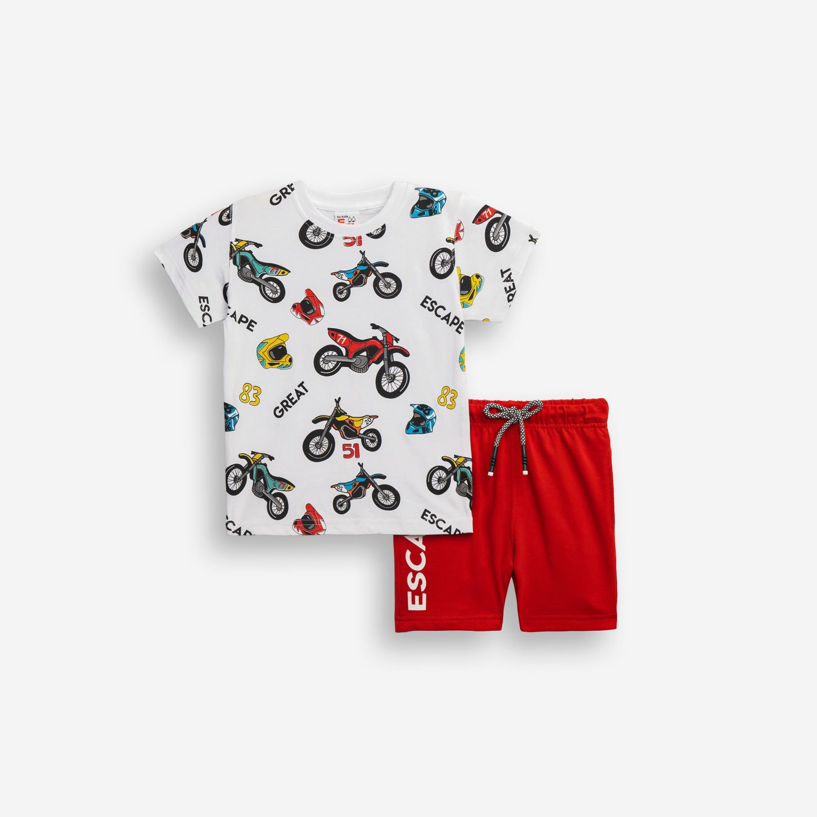 Σετ Μπλούζα & Σορτς Αγόρι Funky “Escape” – Λευκό/Κόκκινο