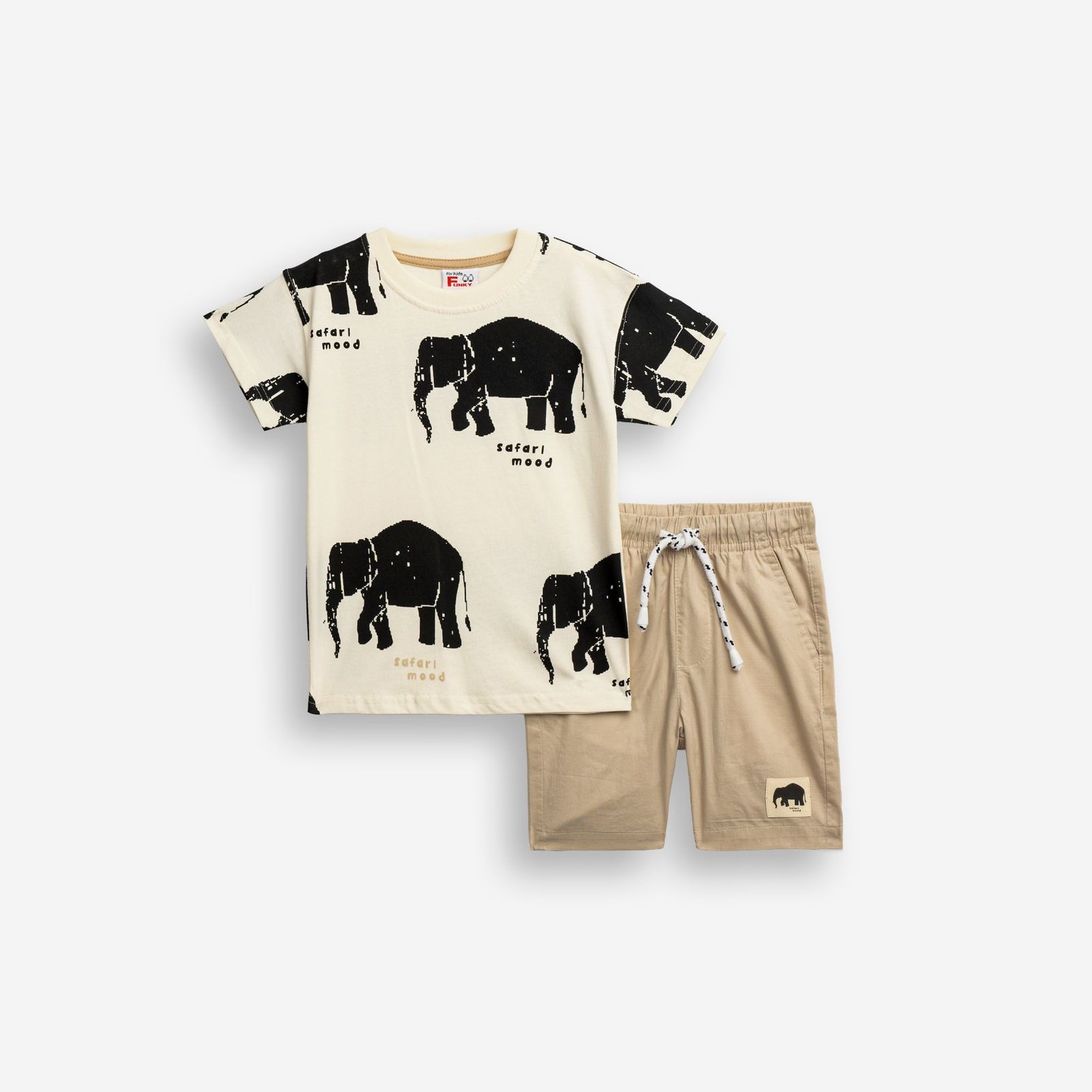 Σετ Μπλούζα & Βερμούδα Αγόρι Funky “Safari Mood” – Εκρού/Μπεζ