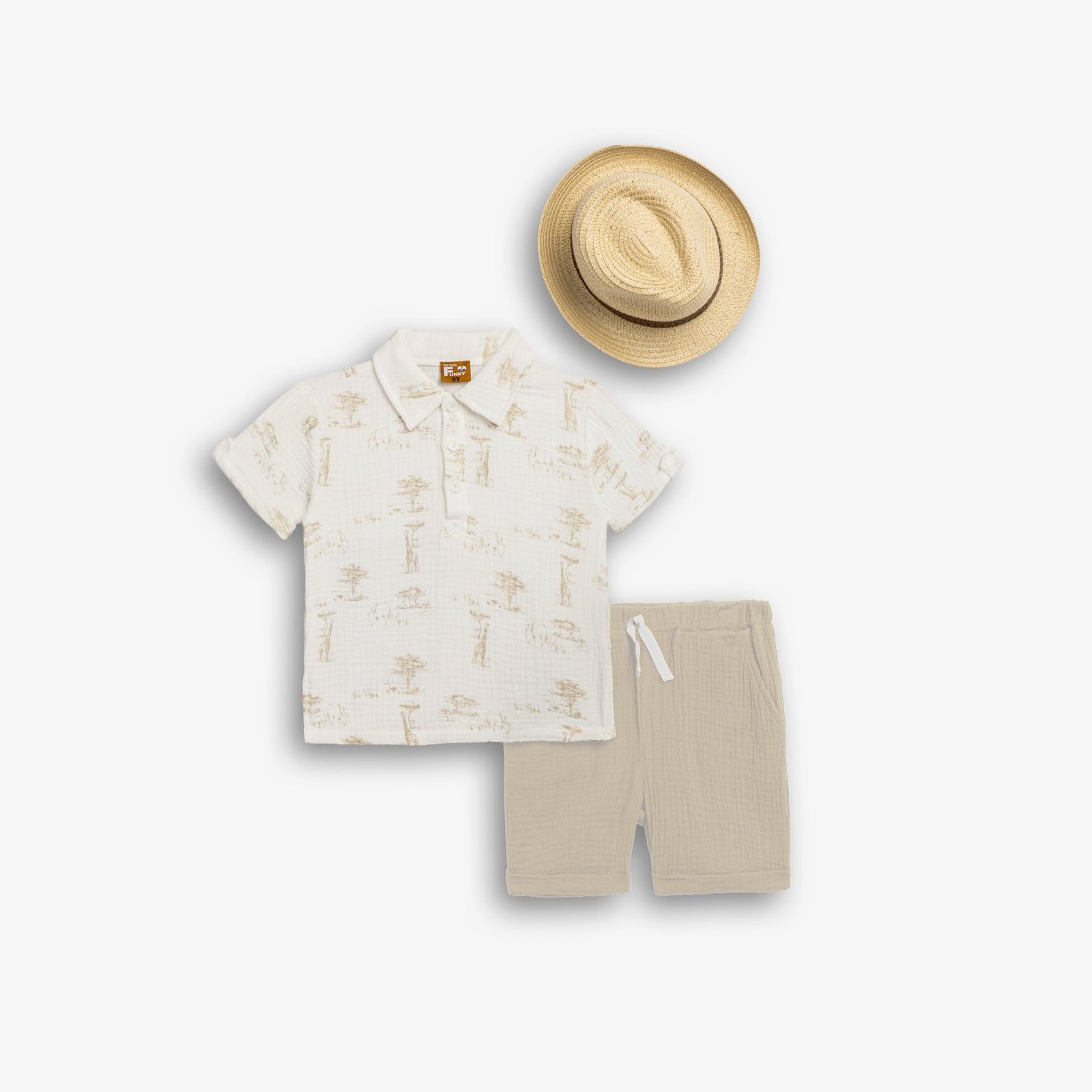 Safari Σετ Αγόρι Funky 3 Τεμαχίων – Εκρού Μπεζ