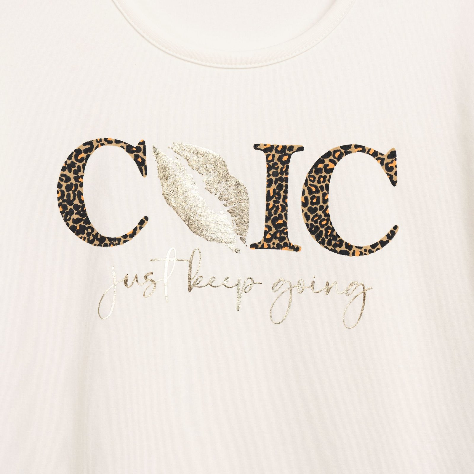 Σετ Μπλούζα & Κολάν Κορίτσι Funky “Chic” – Εκρού/Ανθρακί - Image 2