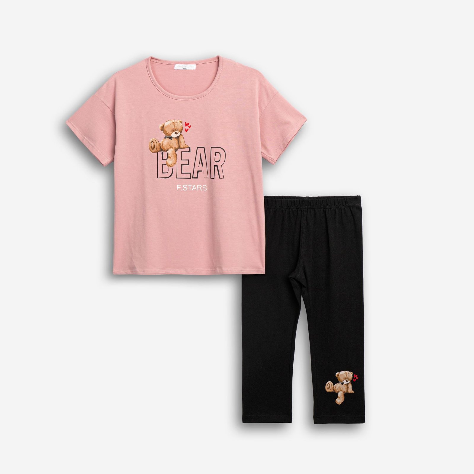 Σετ Μπλούζα & Κολάν Κορίτσι Funky “Bear” – Ροζ/Μαύρο