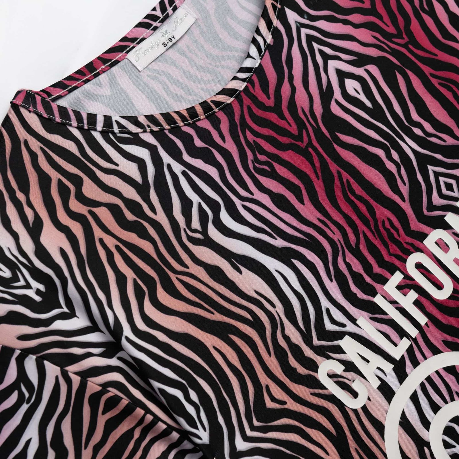 Zebra Print Σετ Funky Με Κολάν Κάπρι – Ροζ Μαύρο - Image 2