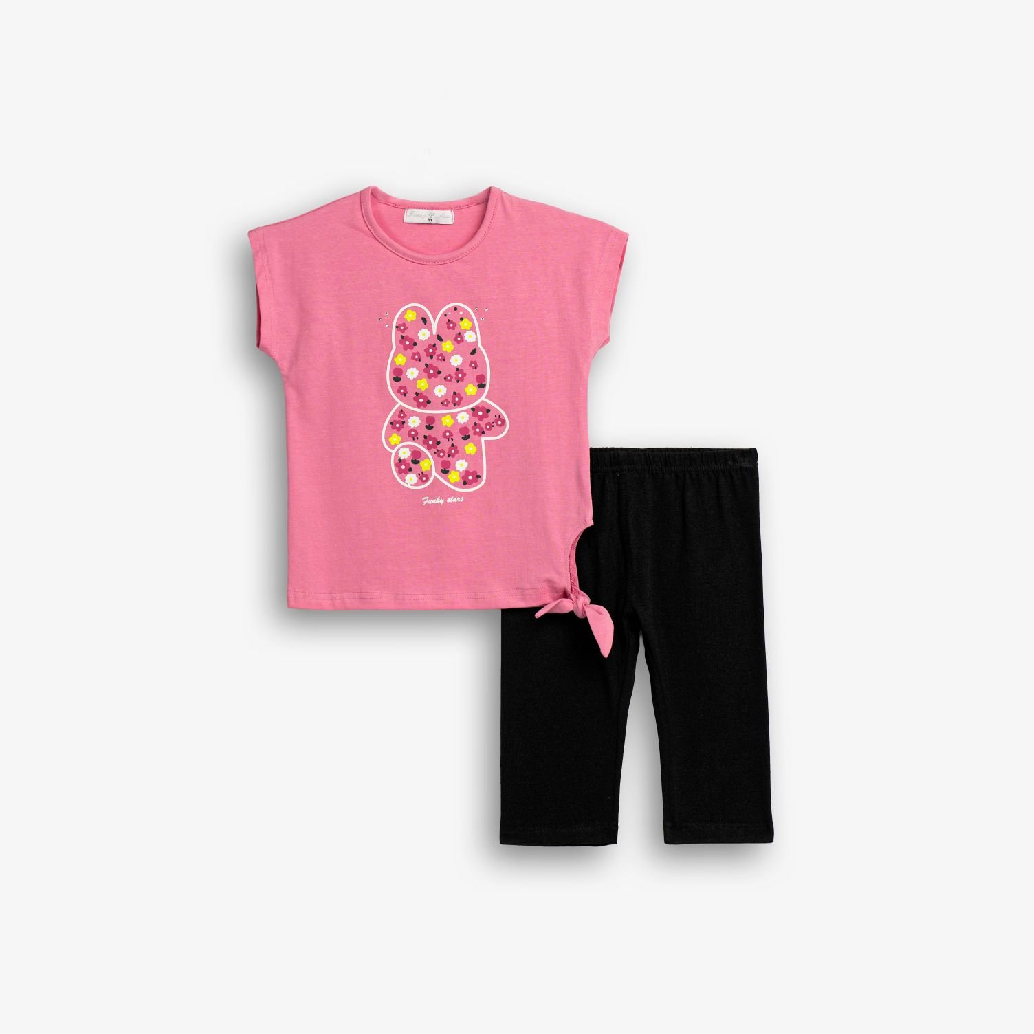 Σετ Μπλούζα & Κολάν Κορίτσι Funky – Ροζ/Μαύρο (Γατάκι Floral)