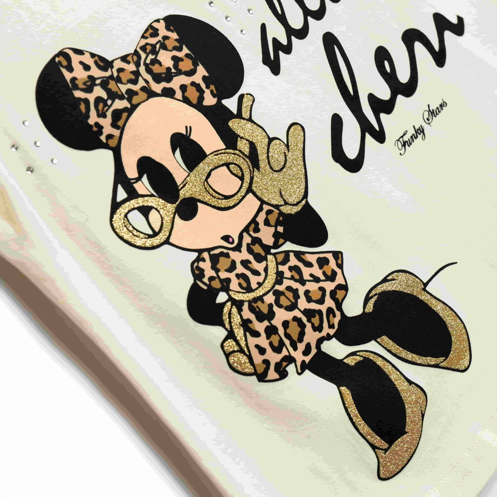 Σετ Μπλούζα Αμάνικη & Σορτς Κορίτσι Funky “Allo Cheri” – Εκρού/Λεοπάρ - Image 2