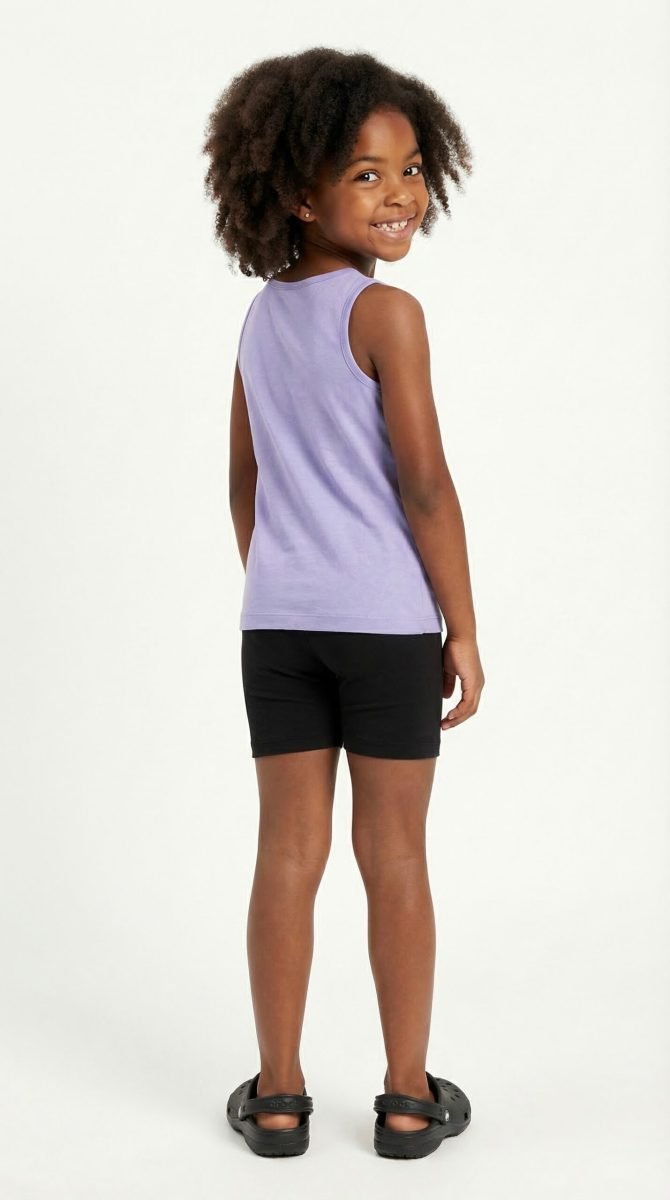 Λιλά σετ love με μαύρο σορτς - Image 2