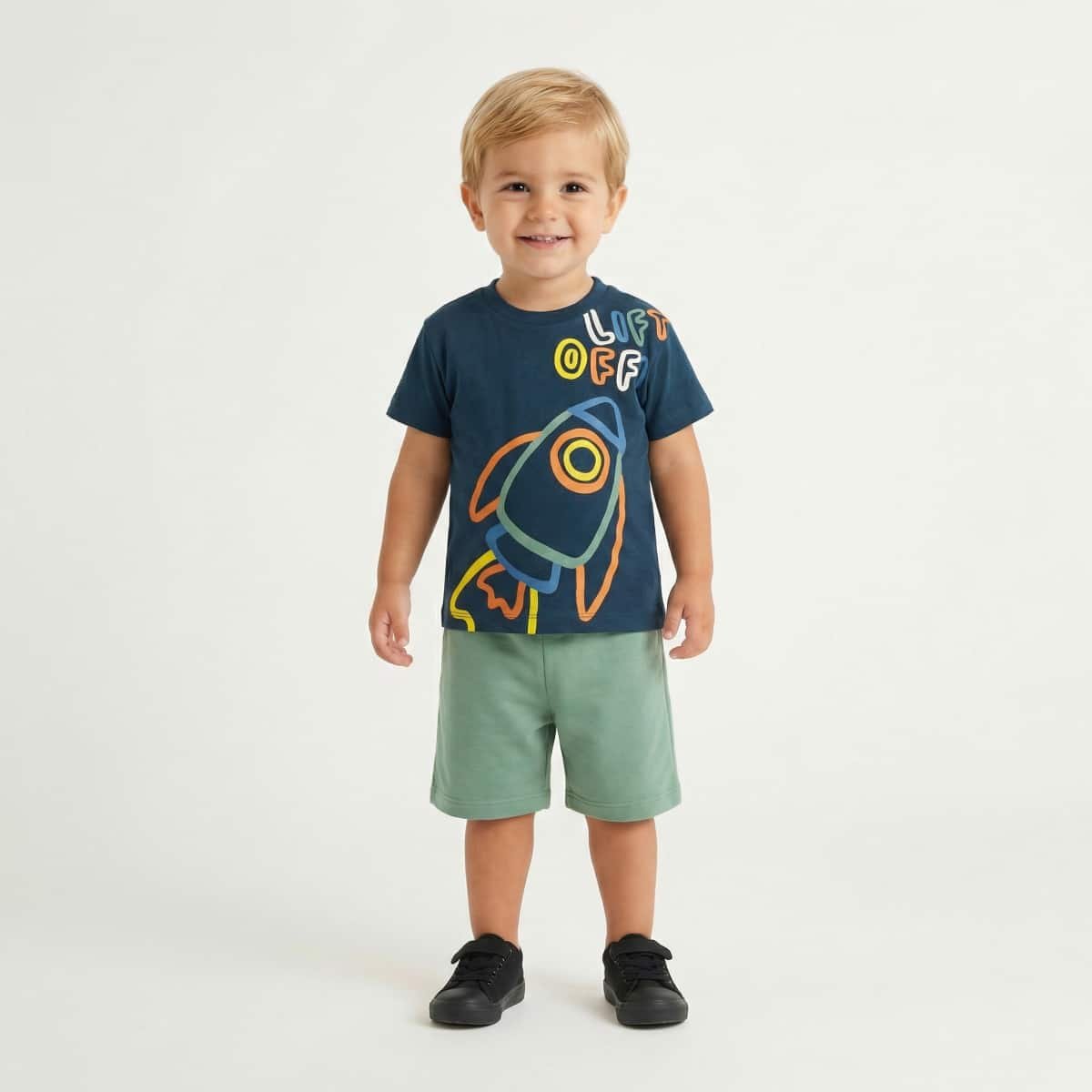 Βρεφικό Σετ Αγόρι Trax Μπλε Με Σορτς Rocket Print