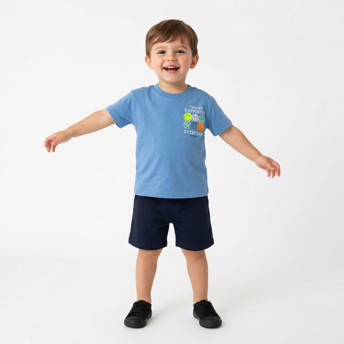 Σιέλ σετ με χαρούμενα προσωπάκια και σορτς