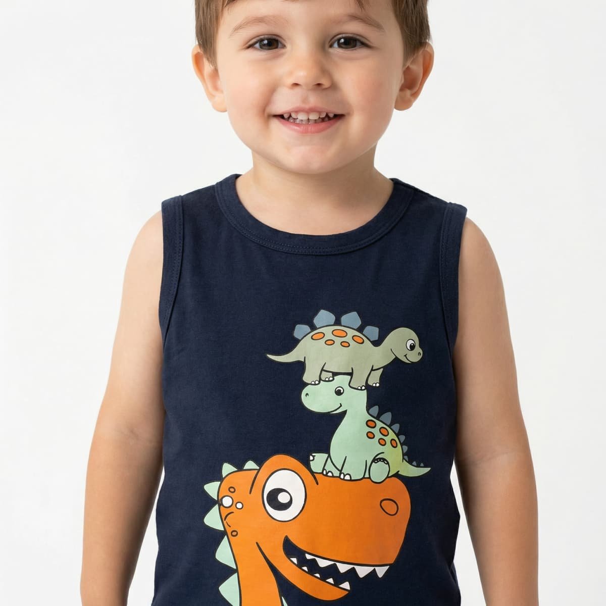 Γκρι γραφίτης σετ δεινόσαυρος με αμάνικη μπλούζα και σορτς - Image 3