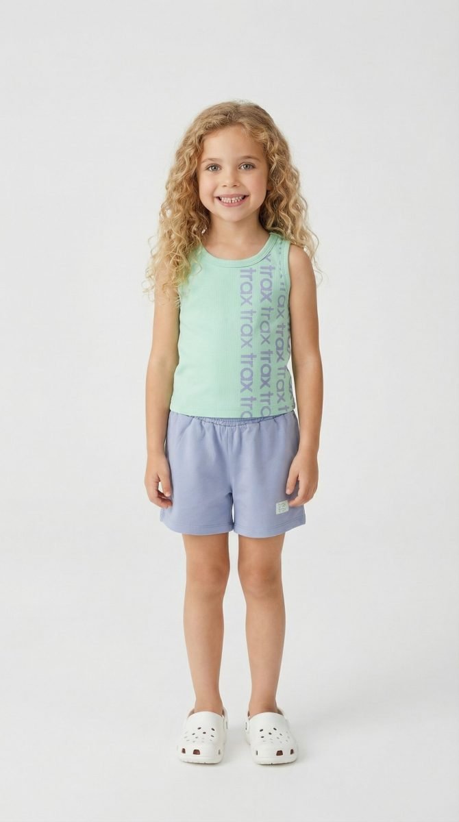 Μέντα σετ Trax με λιλά σορτς