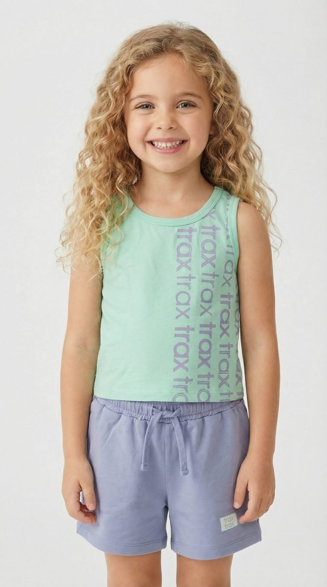 Μέντα σετ Trax με λιλά σορτς - Image 3